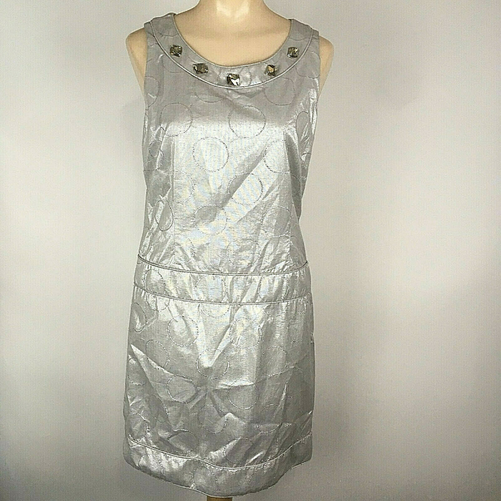 Pink Tartan Metallic Sliver Circle Shift Dress 4